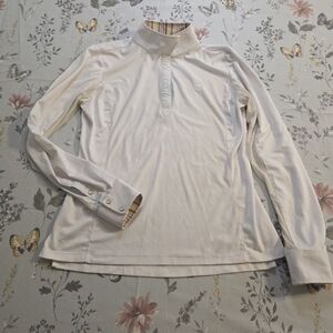 Romfh Equestrian Show Shirt Medium White Chill Factor Riding Top Snap Placket